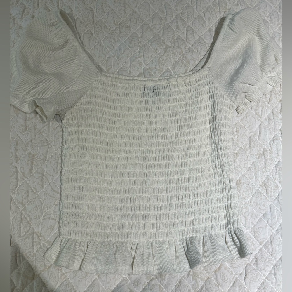 Aqua Puff Sleeve Top | White